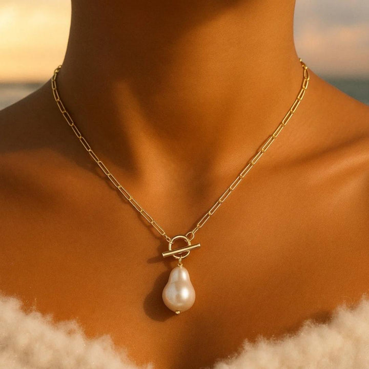 Ocean-Sculpted Pearl Pendant Necklace