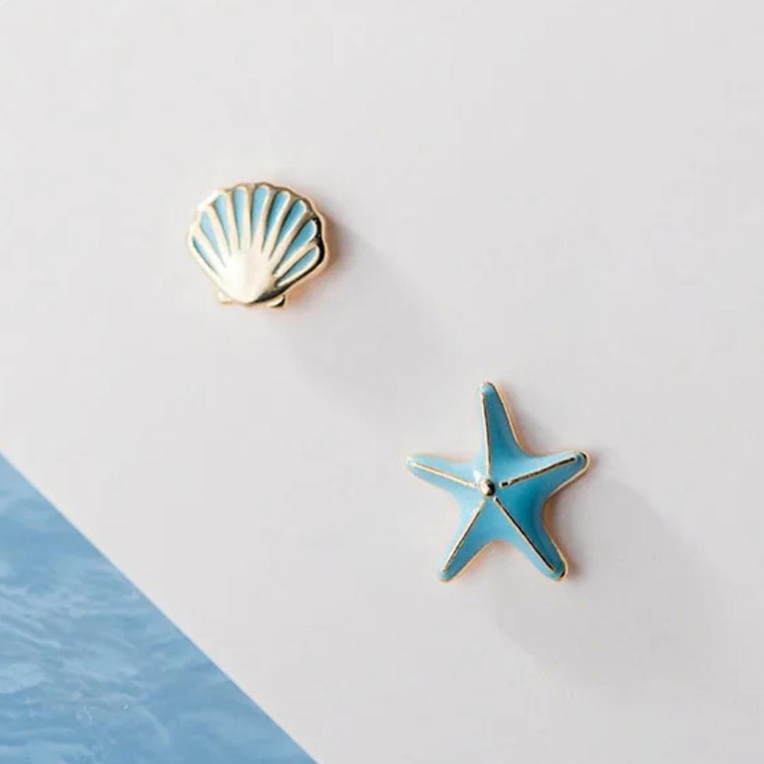 Sterling Silver Starfish Shell Studs