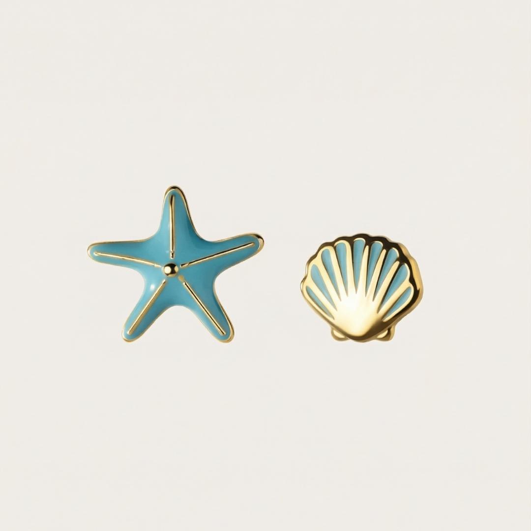 Sterling Silver Starfish Shell Studs