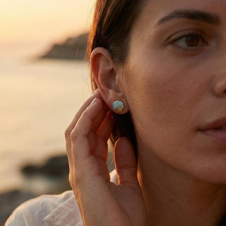 Sterling Silver Starfish Shell Studs