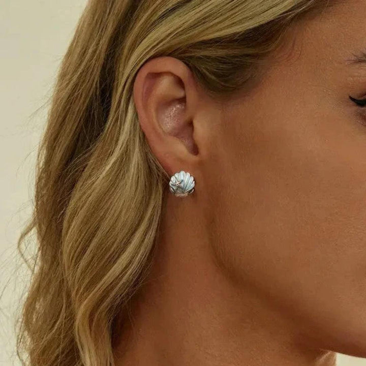 Silver Shell & Starfish Huggie Earrings