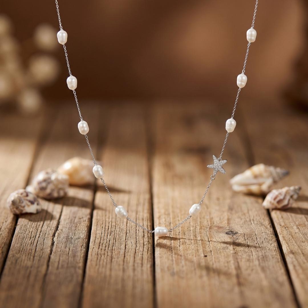 Gold Starfish Pearl Necklace
