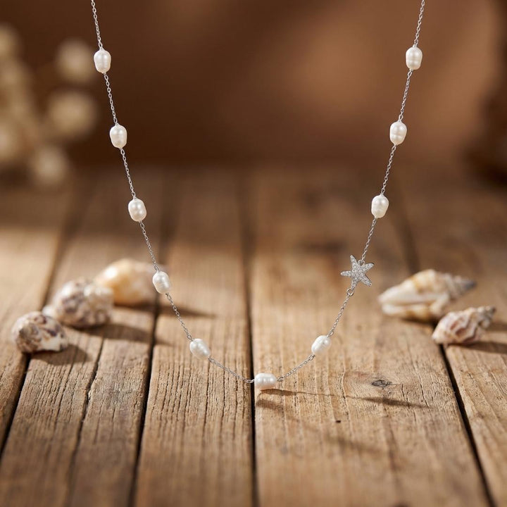 Gold Starfish Pearl Necklace