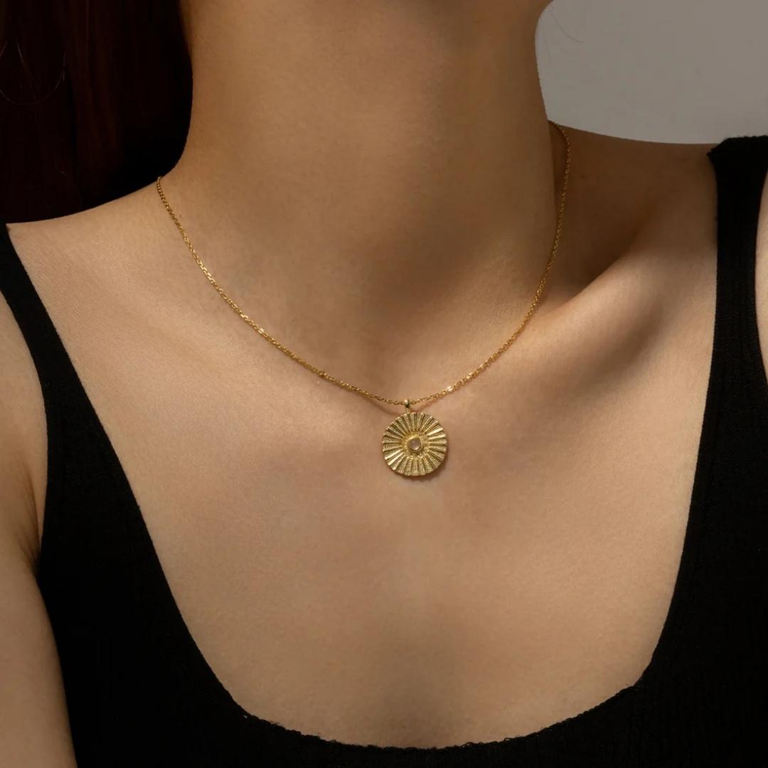 Gold Sun Talisman Necklace