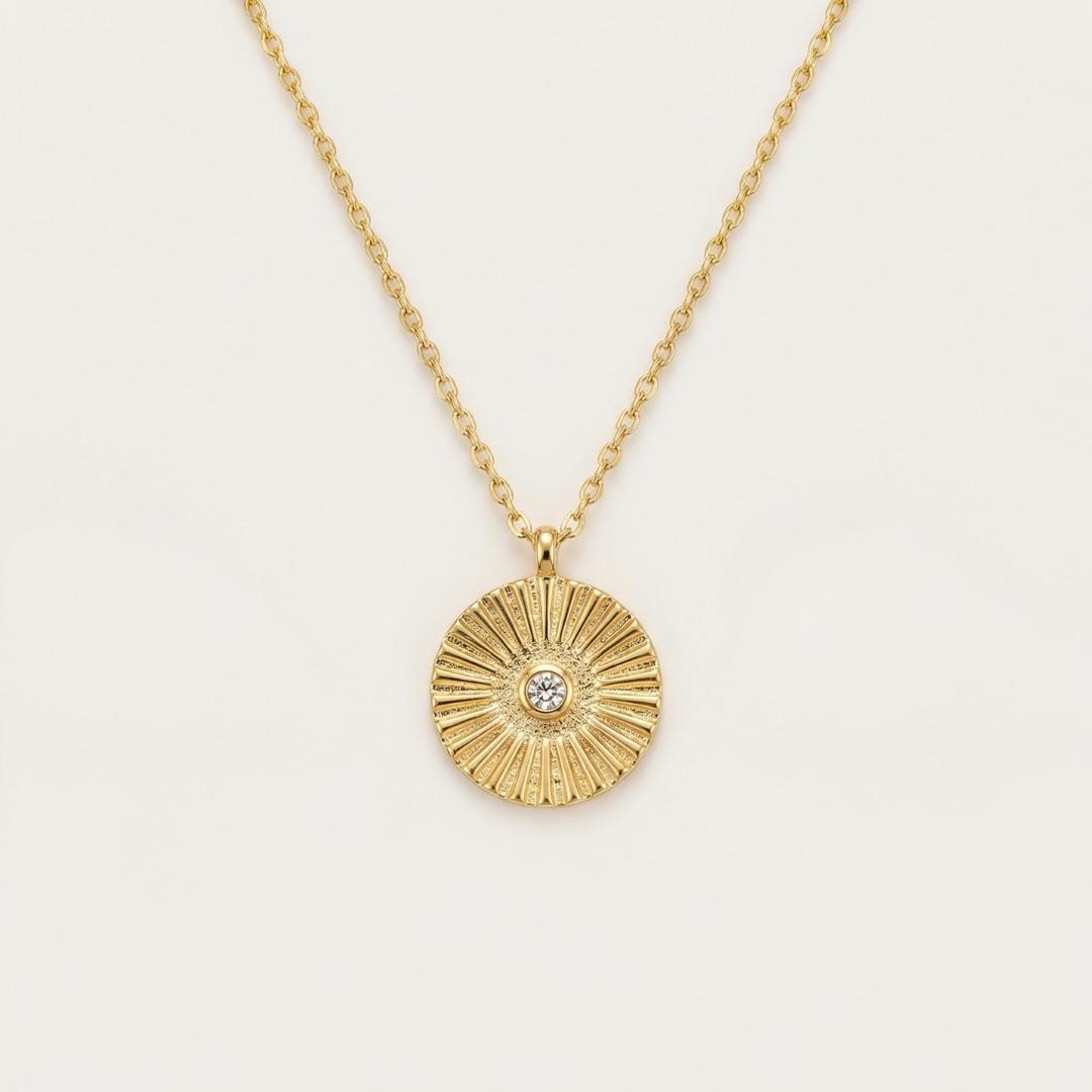 Gold Sun Talisman Necklace