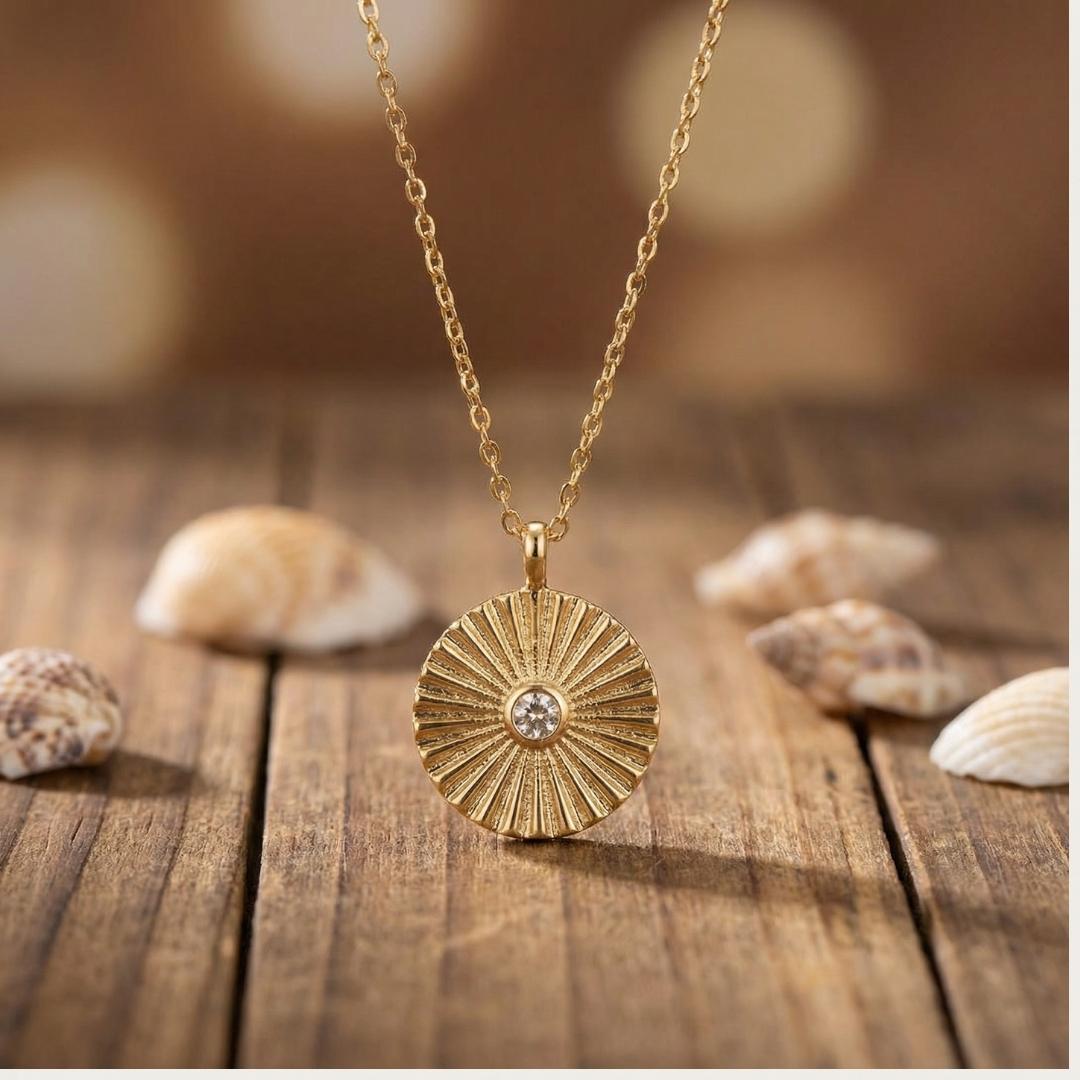 Gold Sun Talisman Necklace