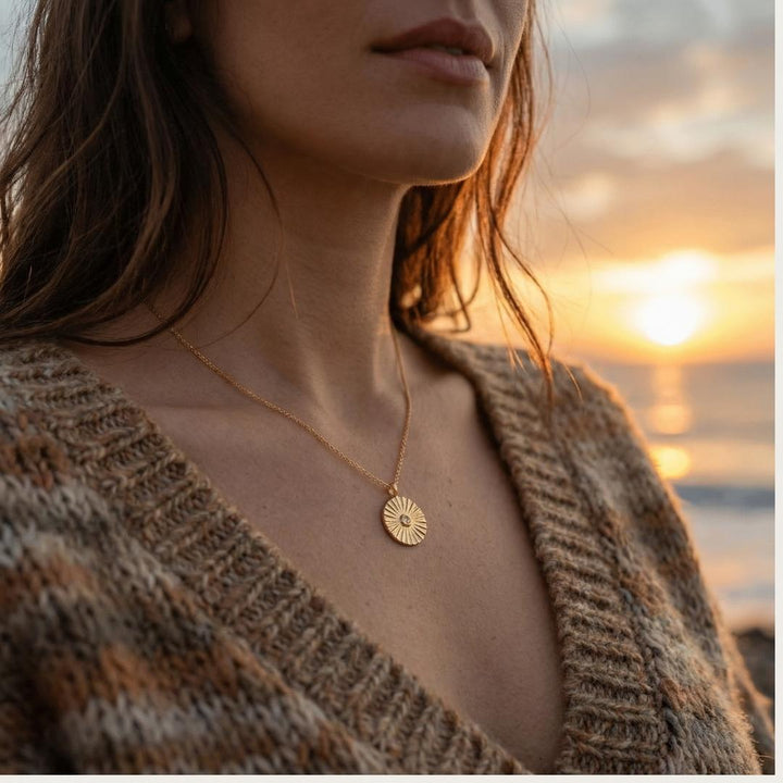 Gold Sun Talisman Necklace