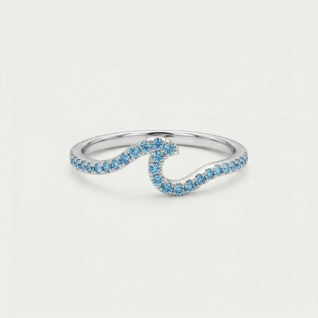 Sterling Silver Wave Zircon Ring