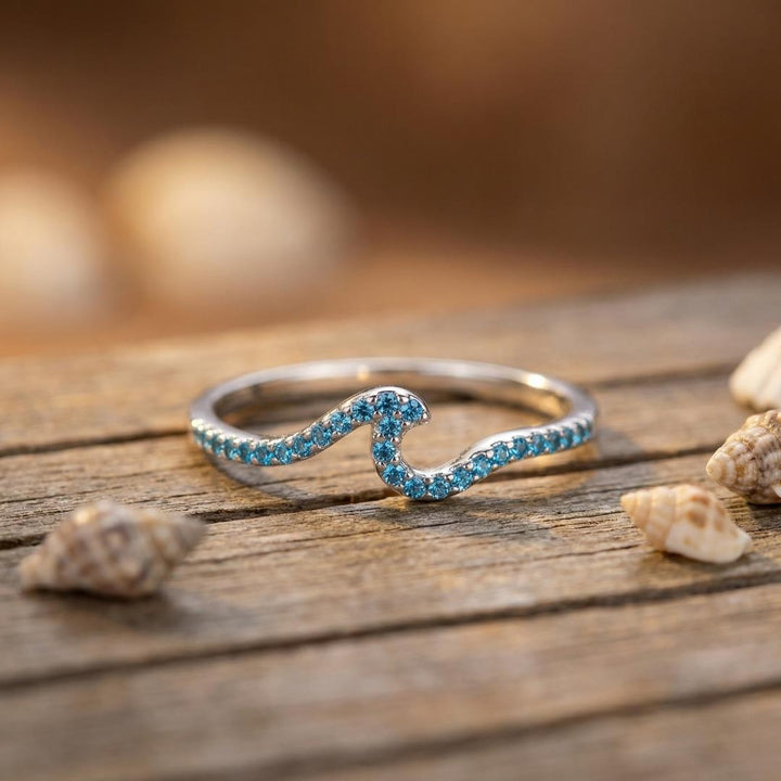 Sterling Silver Wave Zircon Ring