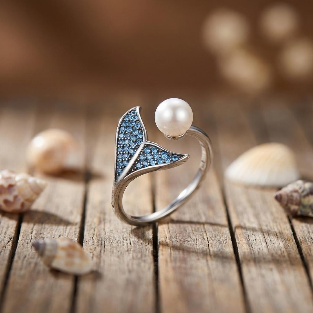 Sterling Silver Pearl Wave Ring II