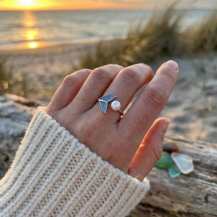Sterling Silver Pearl Wave Ring II