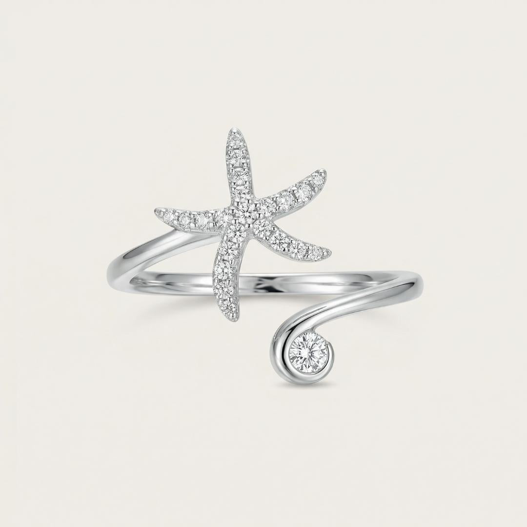 Silver Starfish Open Ring