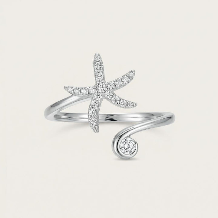 Silver Starfish Open Ring