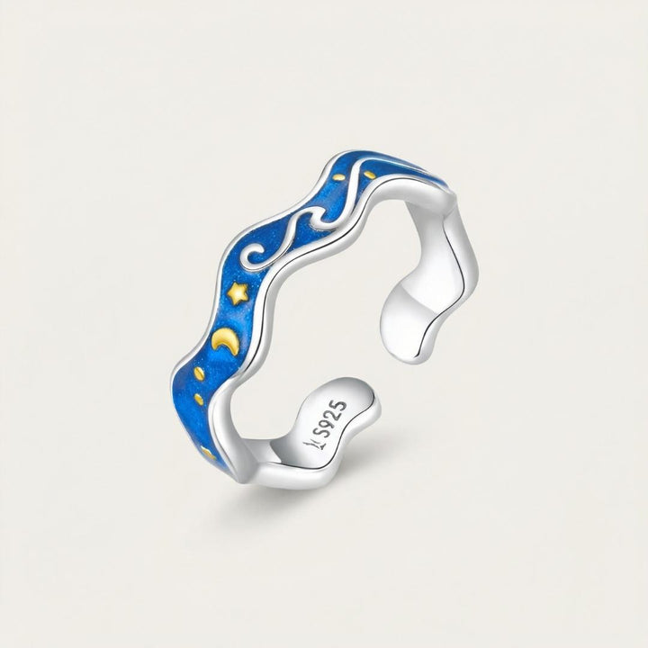 Sterling Silver Ocean Night Ring