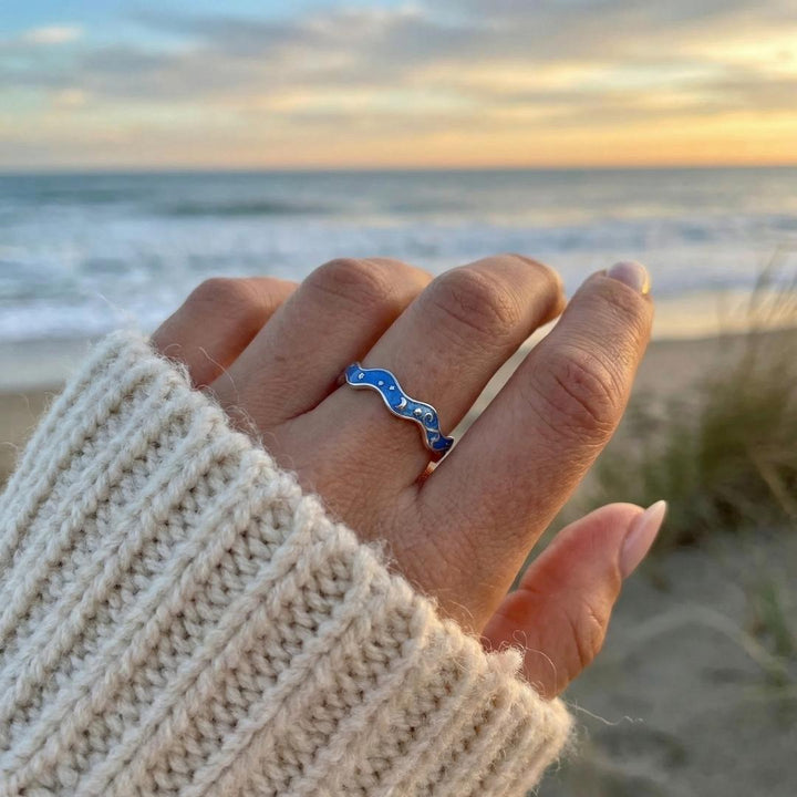 Sterling Silver Ocean Night Ring