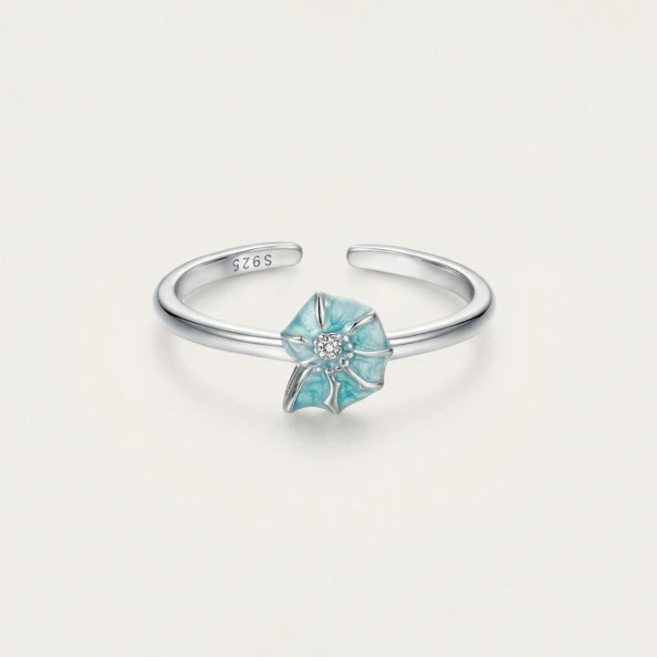 Sterling Silver Aquamarine Shell Ring
