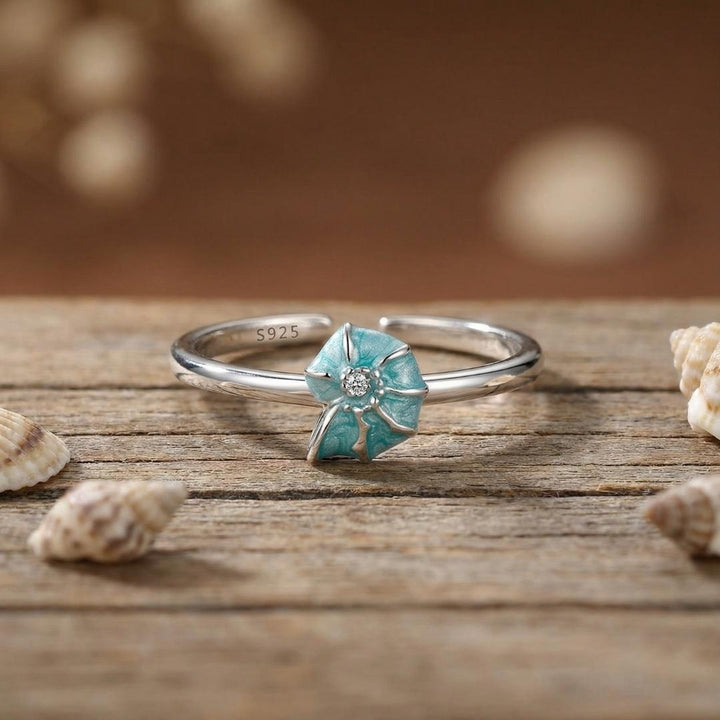 Sterling Silver Aquamarine Shell Ring