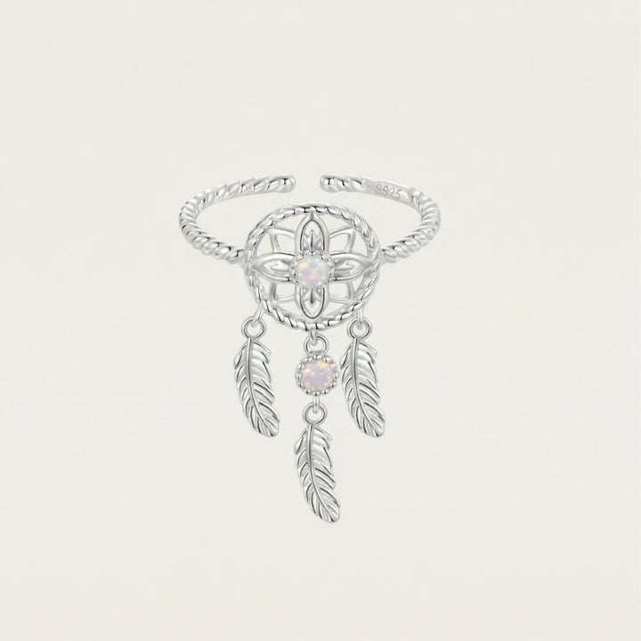 Silver Opalescent Dreamcatcher Ring