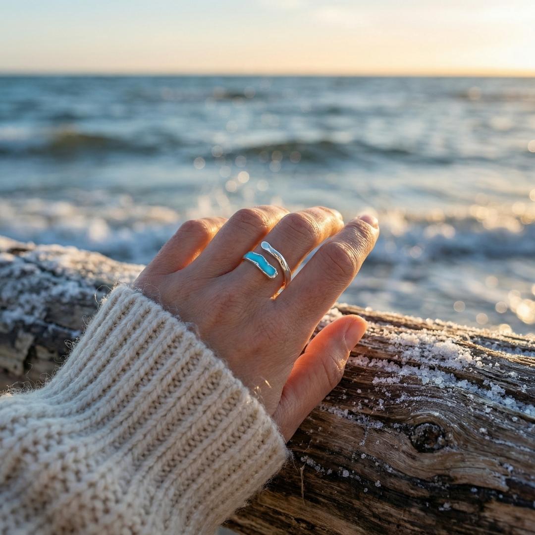 Silver Primordial Wave Ring