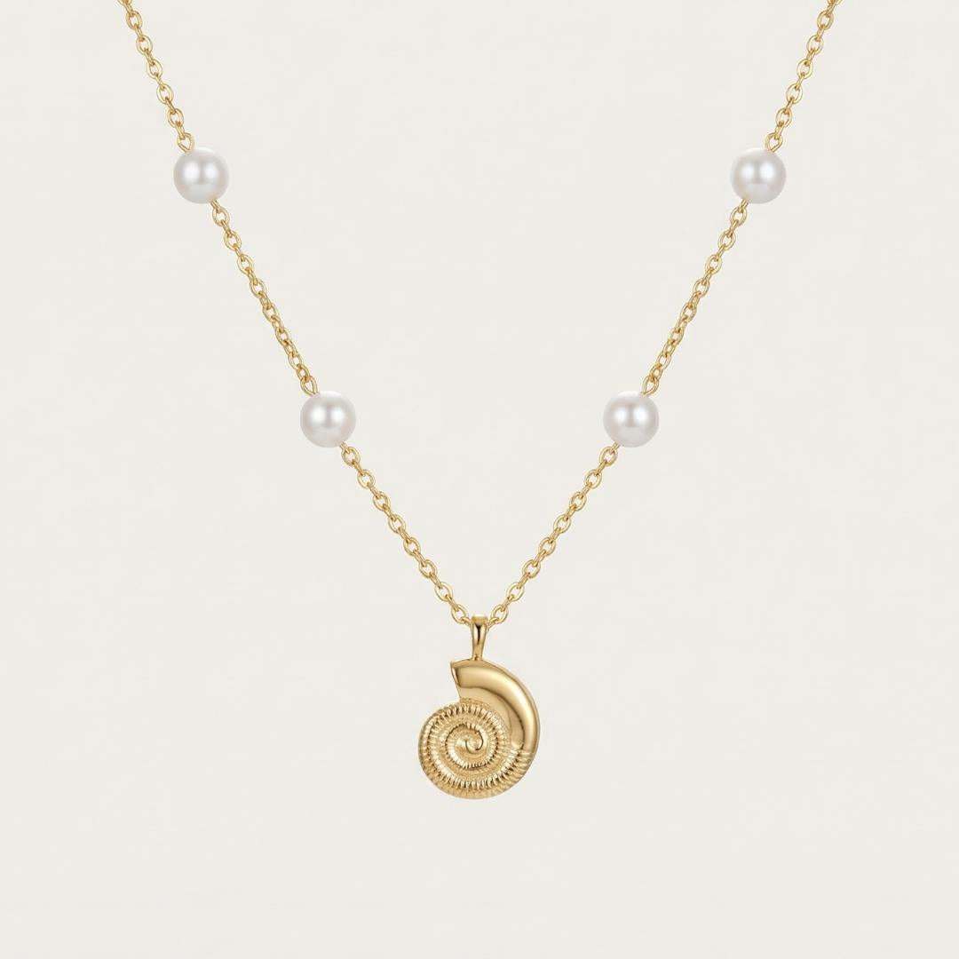 Spiral Shell & Pearl Necklace