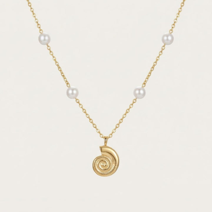 Spiral Shell & Pearl Necklace