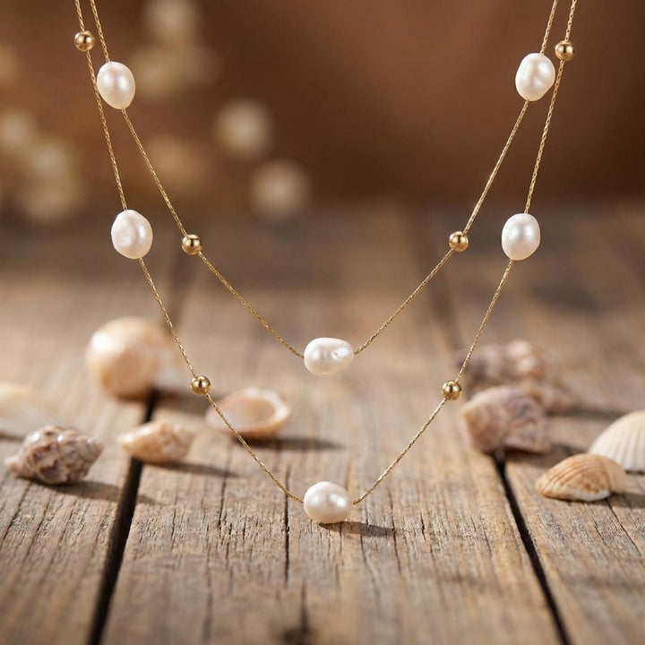 Gold Tide Pearl Layered Necklace