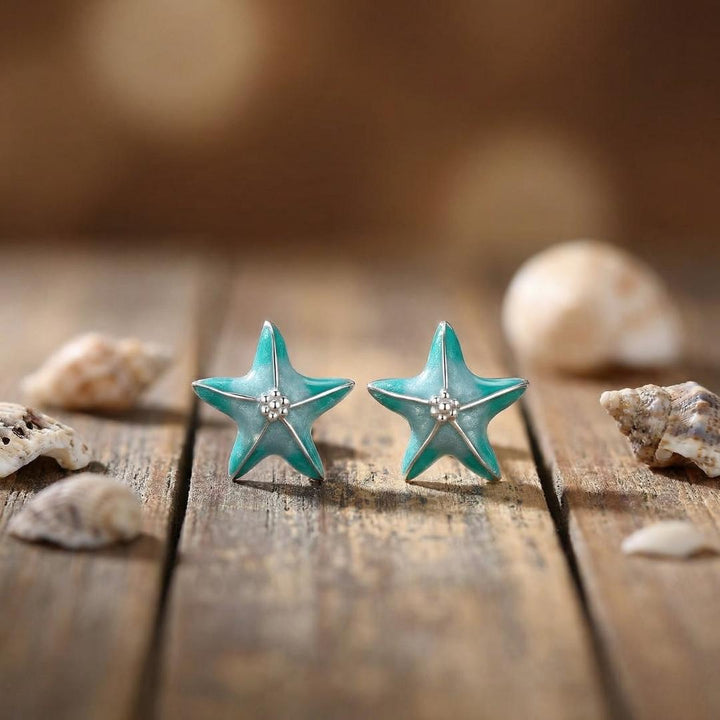 Sterling Silver Turquoise Starfish Studs