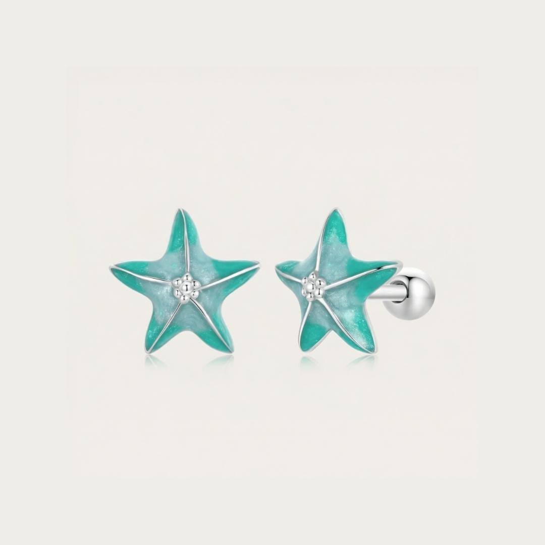 Sterling Silver Turquoise Starfish Studs