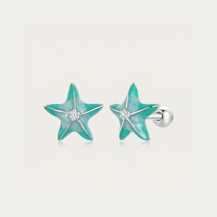 Sterling Silver Turquoise Starfish Studs