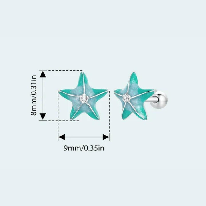 Sterling Silver Turquoise Starfish Studs
