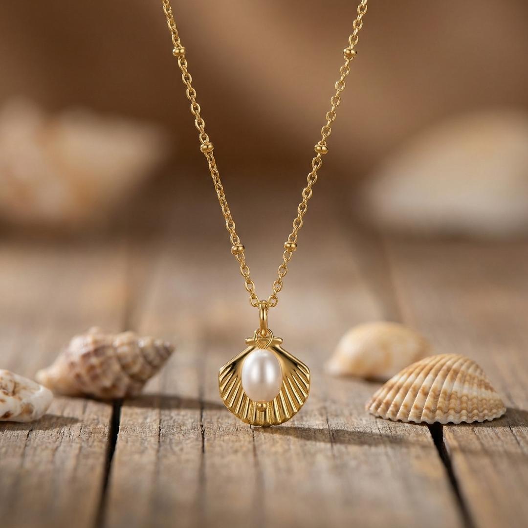 Shell Pearl Pendant Necklace