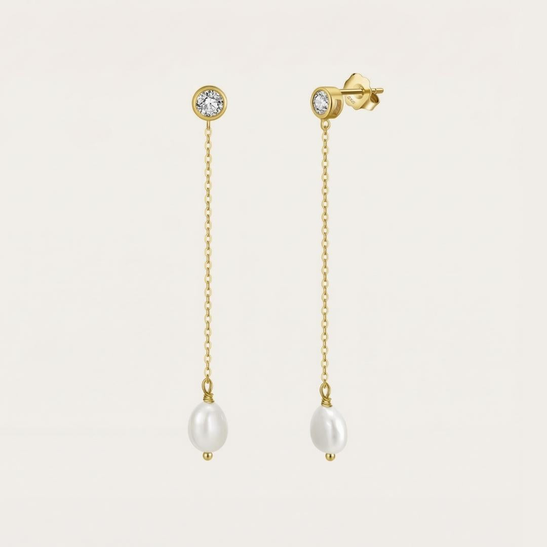 Silver Swaying Pearl Drop Earrings