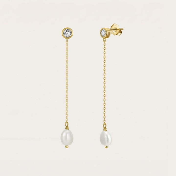 Silver Swaying Pearl Drop Earrings