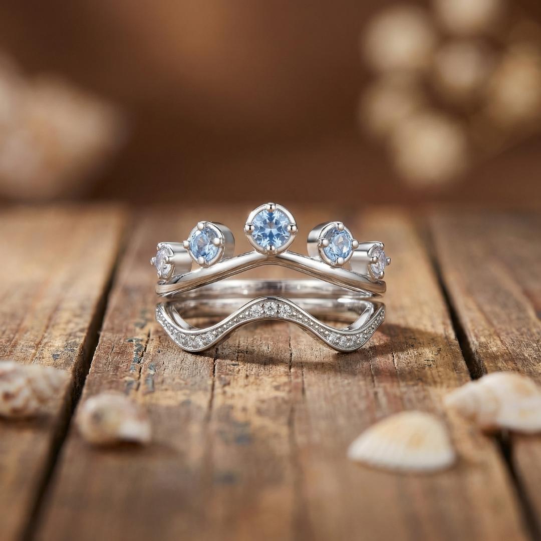 Blue Zircon Wave Ring