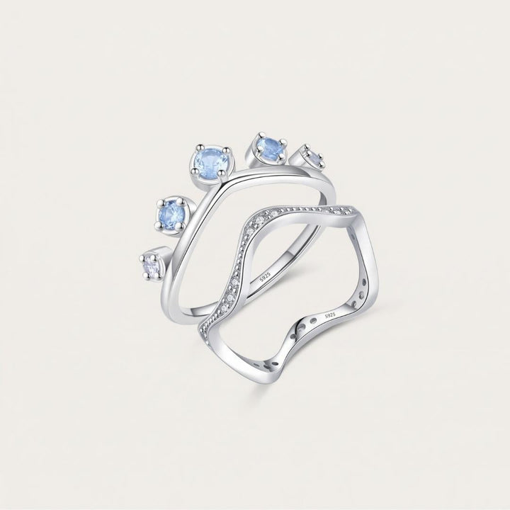 Blue Zircon Wave Ring