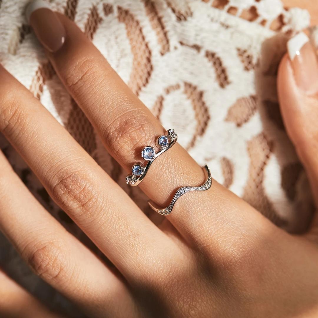 Blue Zircon Wave Ring
