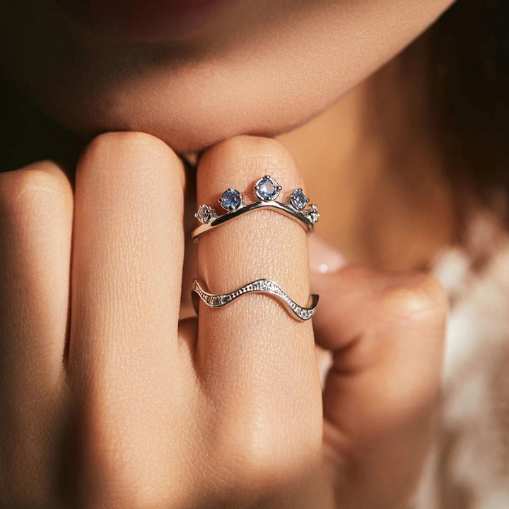 Blue Zircon Wave Ring