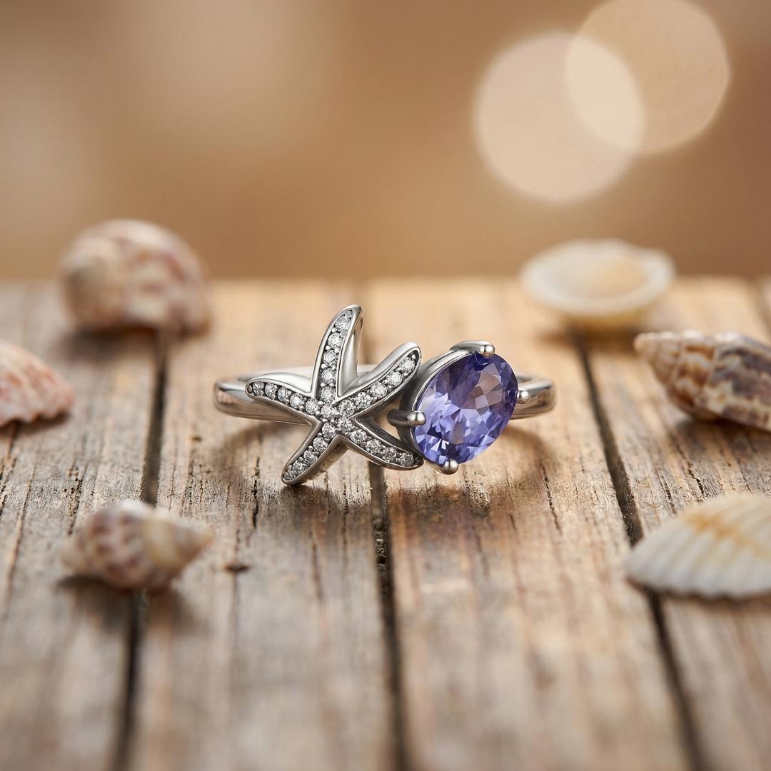 Starfish Zircon Ring