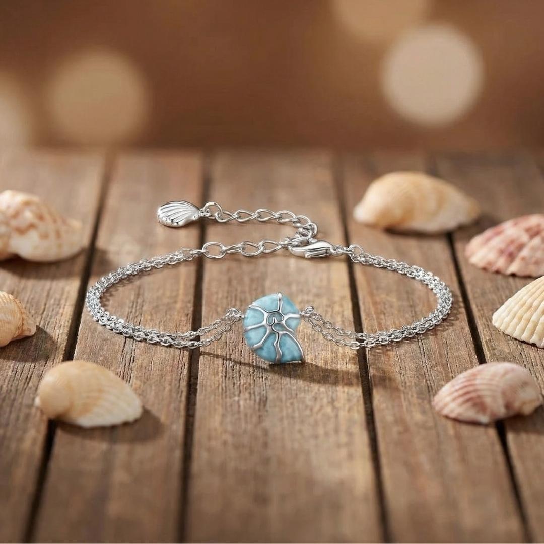Sterling Silver Tide Spiral Shell Bracelet