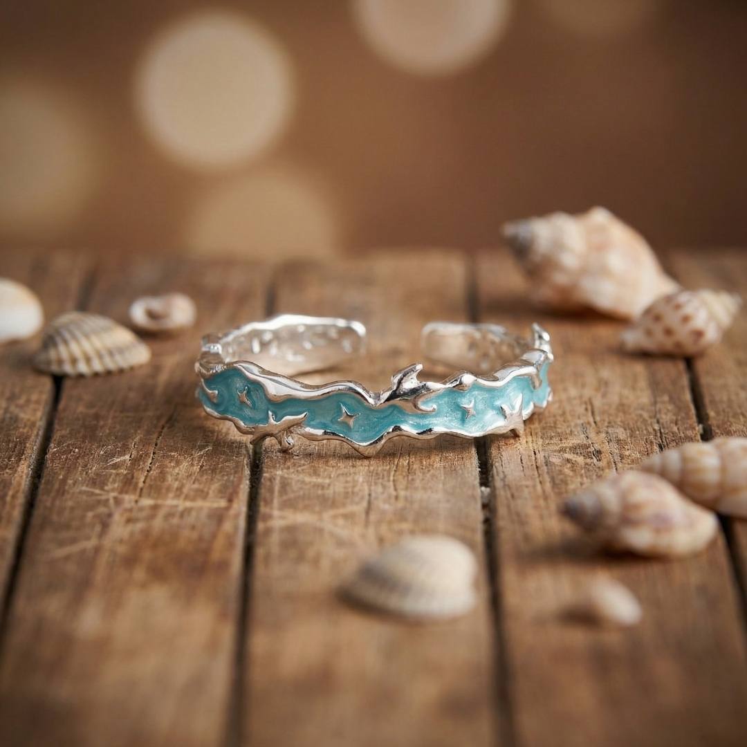 Aqua Wave Starfish Ring