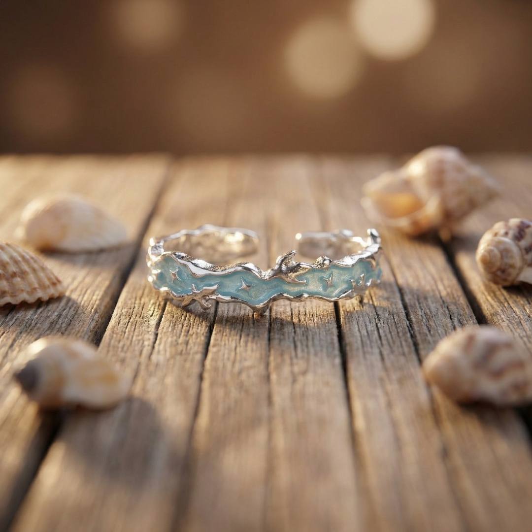 Aqua Wave Starfish Ring