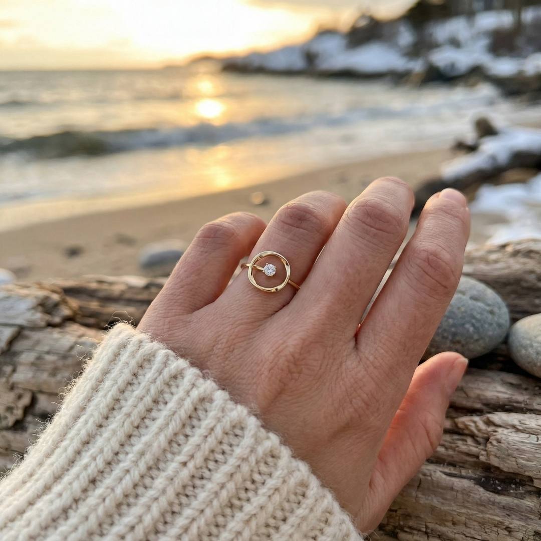 Gold Circle Star Ring