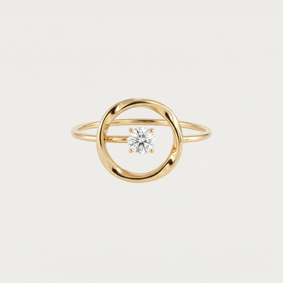 Gold Circle Star Ring