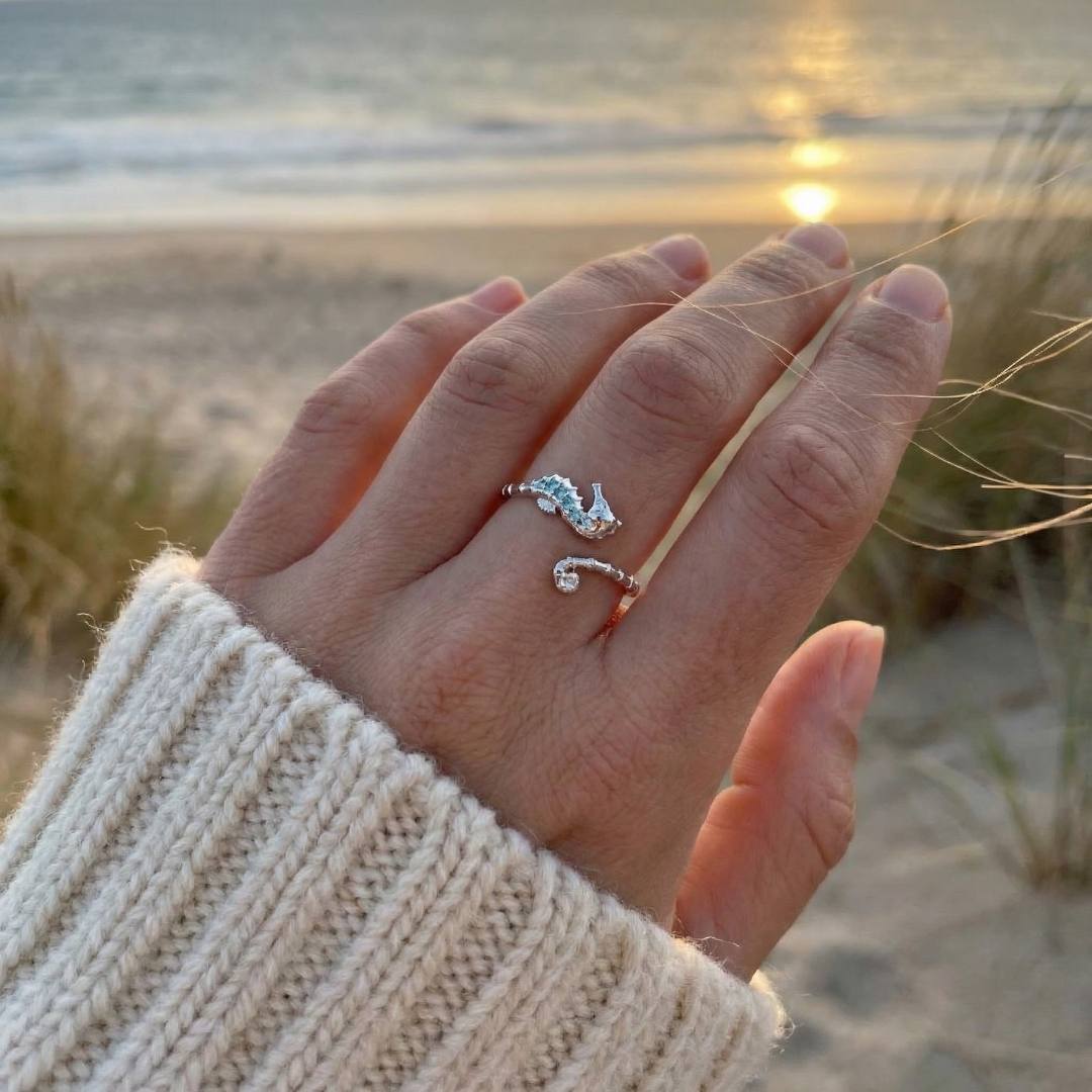 Sterling Silver Dancing Seahorse Ring