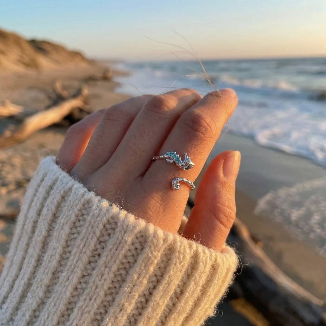Sterling Silver Dancing Seahorse Ring