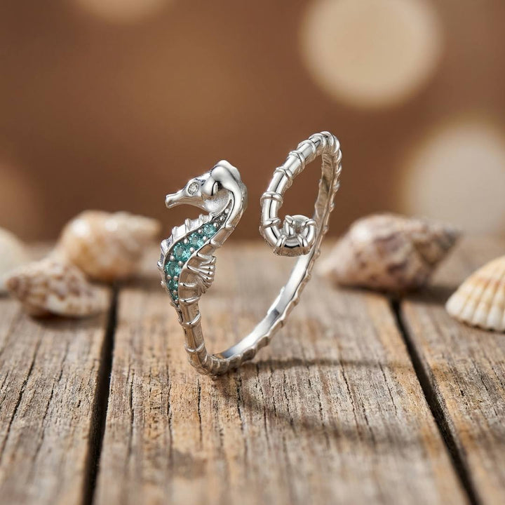 Sterling Silver Dancing Seahorse Ring