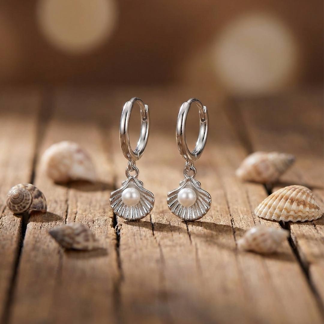 Sterling Silver Shell Pearl Necklace