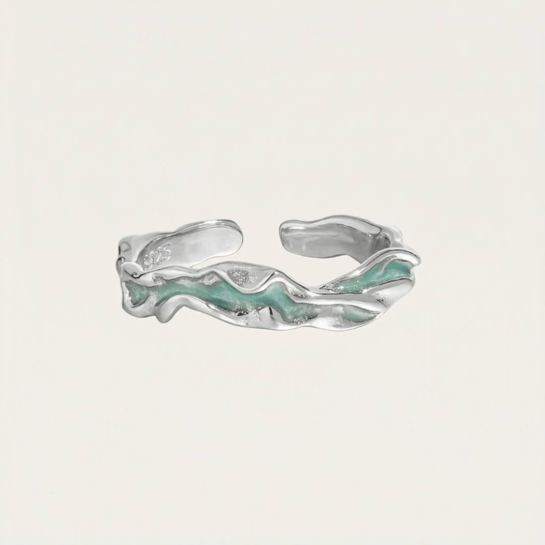 Sterling Silver Aqua Wave Ring