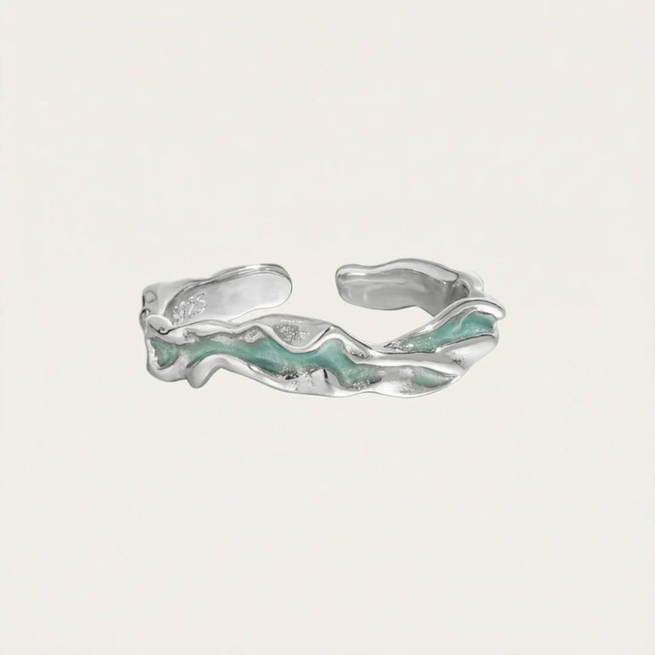 Sterling Silver Aqua Wave Ring