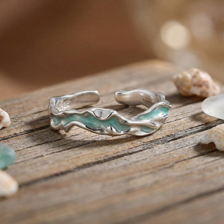Sterling Silver Aqua Wave Ring
